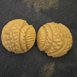 Vintage Clip-on Earrings Carved Bakelite